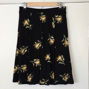 Lularoe Floral Black and Yellow Pleated Skirt